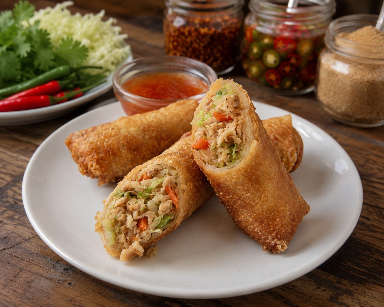 Pork & Vegetable Egg Rolls.