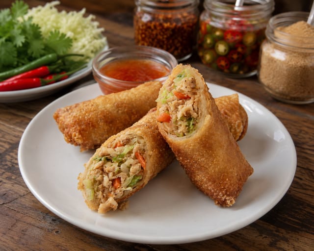 Pork & Vegetable Egg Rolls.