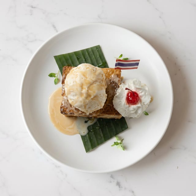 Homemade Bread Pudding with Ice Cream.