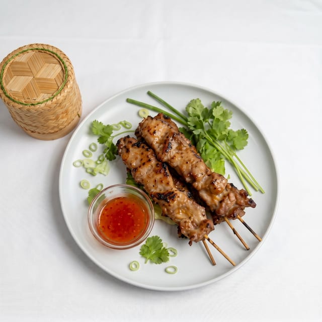 Pork Skewered.